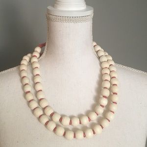 Upcycle Handmade Wood Bead Necklace Beachy Party Vacay Resort Boho Festival